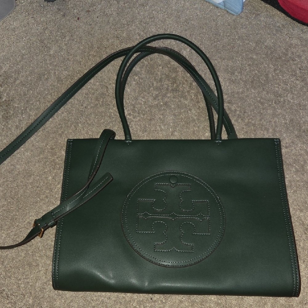 Tory Burch Forest Green Leather Tote